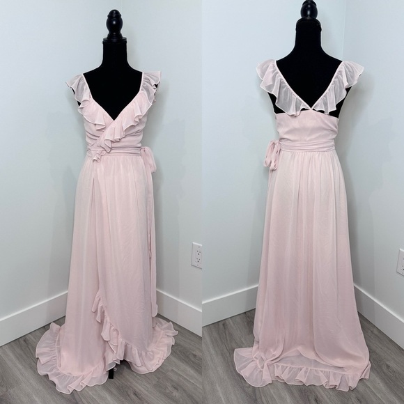 Ceremony by Joanna August Blush Wrap Maxi Formal Dress (S) - Picture 1 of 7